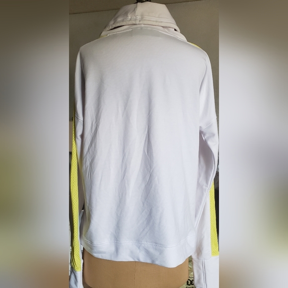 Under Armour Funnel Neck Mesh Sweatshirt With Pockets White/ Yellow Size L - Picture 3 of 6